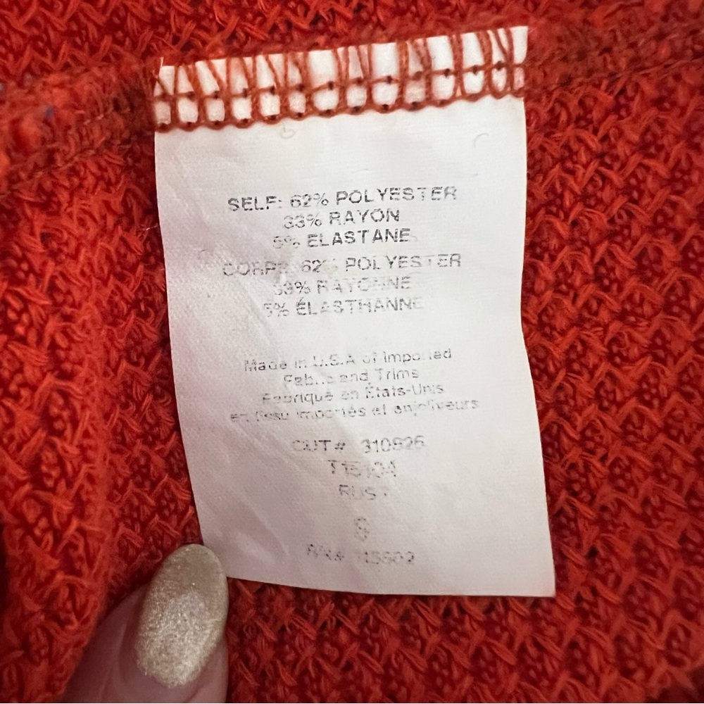 Lush Mockneck Deep Orange Sweater w/ Puffy Sleeves Size Small - Picture 7 of 8